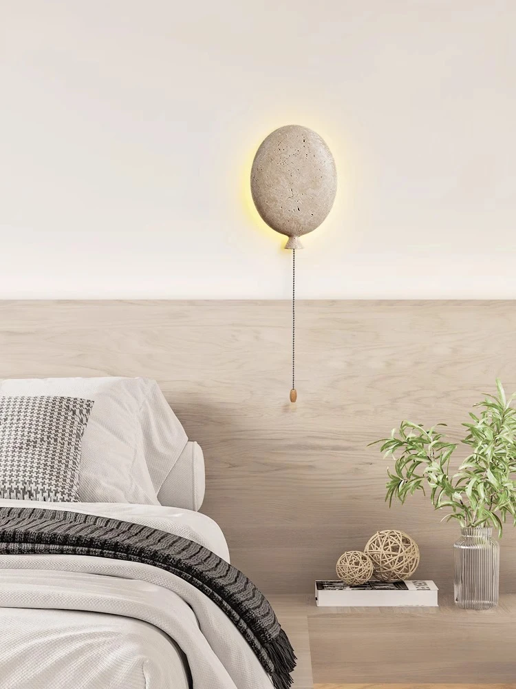 Imagem -04 - Lâmpada de Parede Led Stone para o Quarto das Crianças Luz Criativa de Cabeceira Estilo Creme de Balão Decoração Nórdica Iluminação Interior