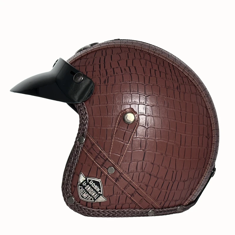 Retro Half Face 3/4 Helmet Motorcycle Helmet DOT Certified Lightweight Four Seasons Crown Prince Male and Female Cycling Cruise