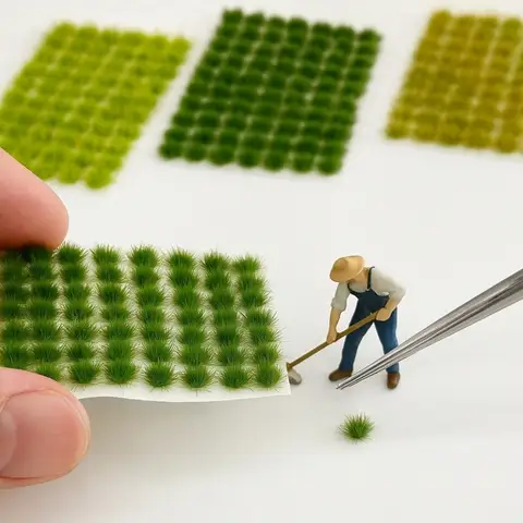 104pcs Static Grass Tufts Model Scenery Kit Miniature Shrubs Bushes for Train Landscape Diorama Terrain Scenic Grass Tuft