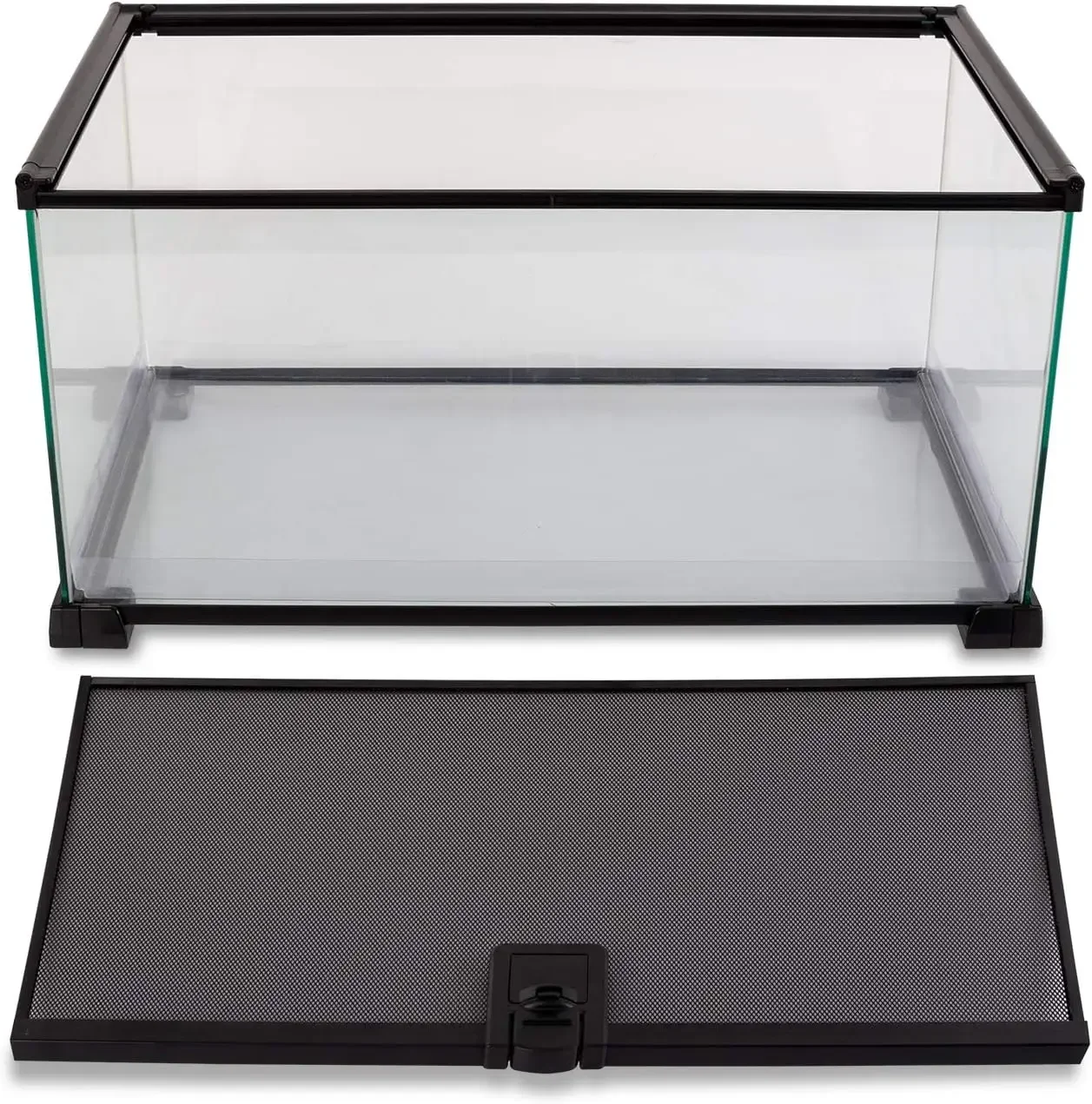 ZOO Terrario de jaulas naturales de vidrio para tanque de reptiles de 10 galones, pantalla deslizante superior de 20 "x 12" x 10 "para reptiles, hámster, erizo S