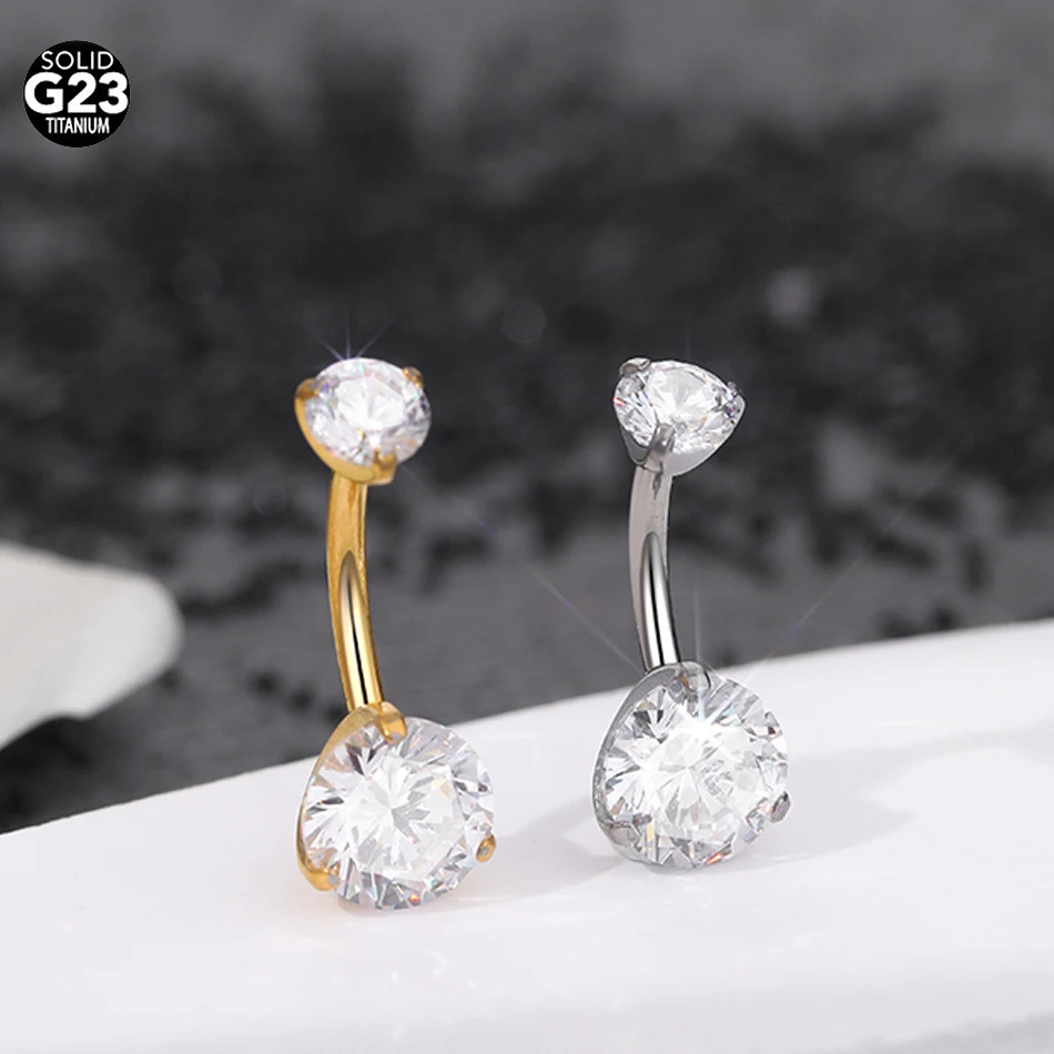 1Pc/5Pcs G23 Titanium CZ Crystal Belly Button Ring Internal Thread Curved Barbell Ring Navel Piercing Women Body Jewelry