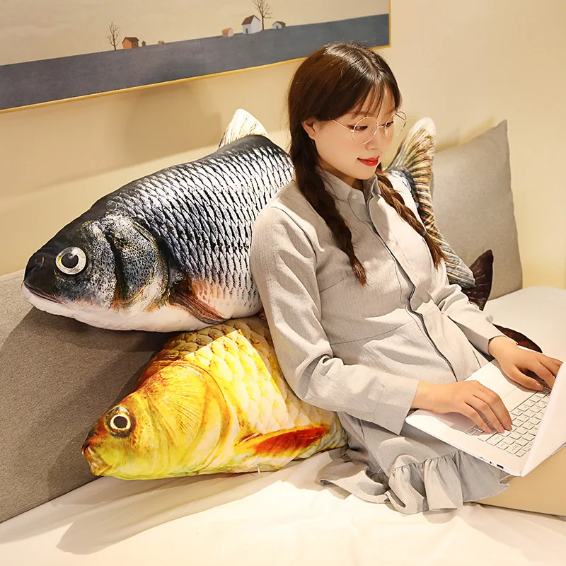 40-60cm 3D Simulation Gold Fish Plush Toys Stuffed Soft Animal Carp Plush Pillow Creative Sofa Pillow Cushion Gift Kids Toy