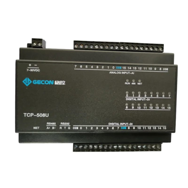 

TCP-508U 16AI analog acquisition 16DI switch input Ethernet IO module RS485 232 PLC expansion