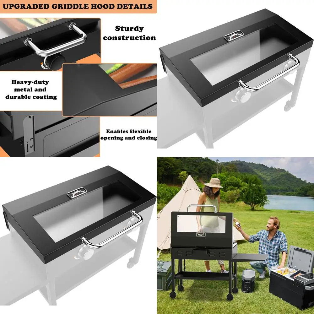 

Enhanced Glass Hinged Lid for 28 Blackstone Gas Griddle Models 1605, 1839, 1517, 1853, 1885, 1856 - Replacement Cover with Handl