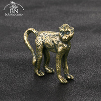 Solid Brass Long Tail Monkey Figurine Miniature Tea Pet Craft Desktop Small Ornament Animal Home Decor Accessories Children Gift