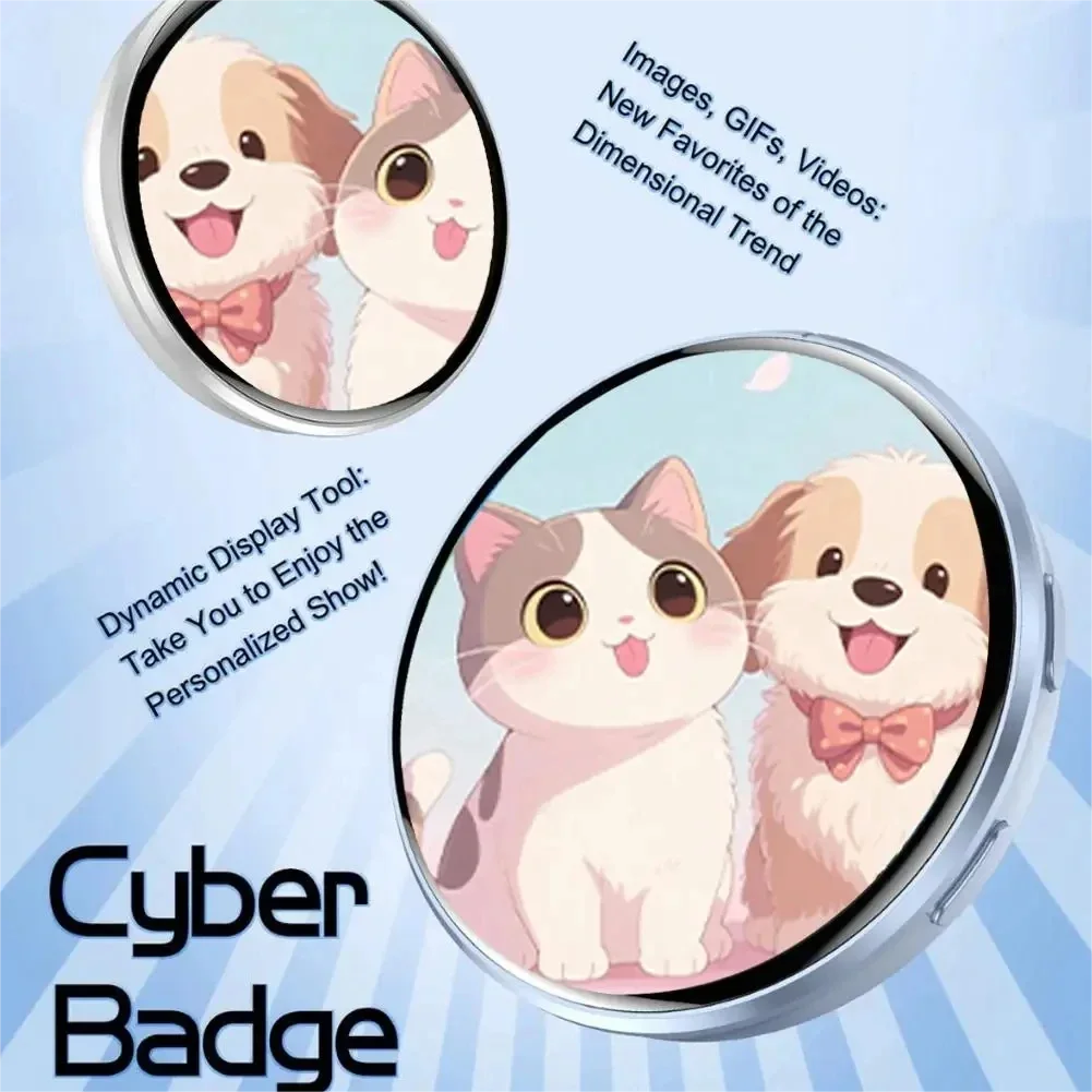 Electronic Badge HD Display Screen 1.70-inch HD Display Bluetooth 6.0 GIF Video Playback Touch Screen LED Audible Video Play