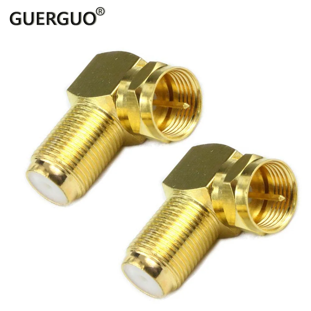 1PC Angled Right Angle Inch Connector F Male Plug to F Female Jack Cable TV Set-Top Box Adapter