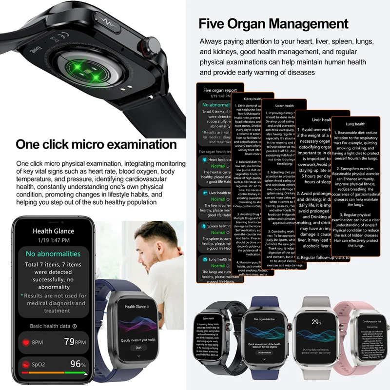 Montre Connectée Indolore et Non Invasive pour Homme, Mesure du Sucre dans le Sang, Traitement Laser, Pression Artérielle, Glucomcirculation, Santé,