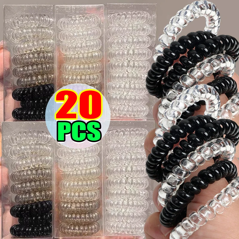 

1/20PCS Large Spiral Hair Ties 45mm Spiral Hair Bands Coil Hair Bands Telephone Cord Bobbles No Trace Strong Hold Waterproof