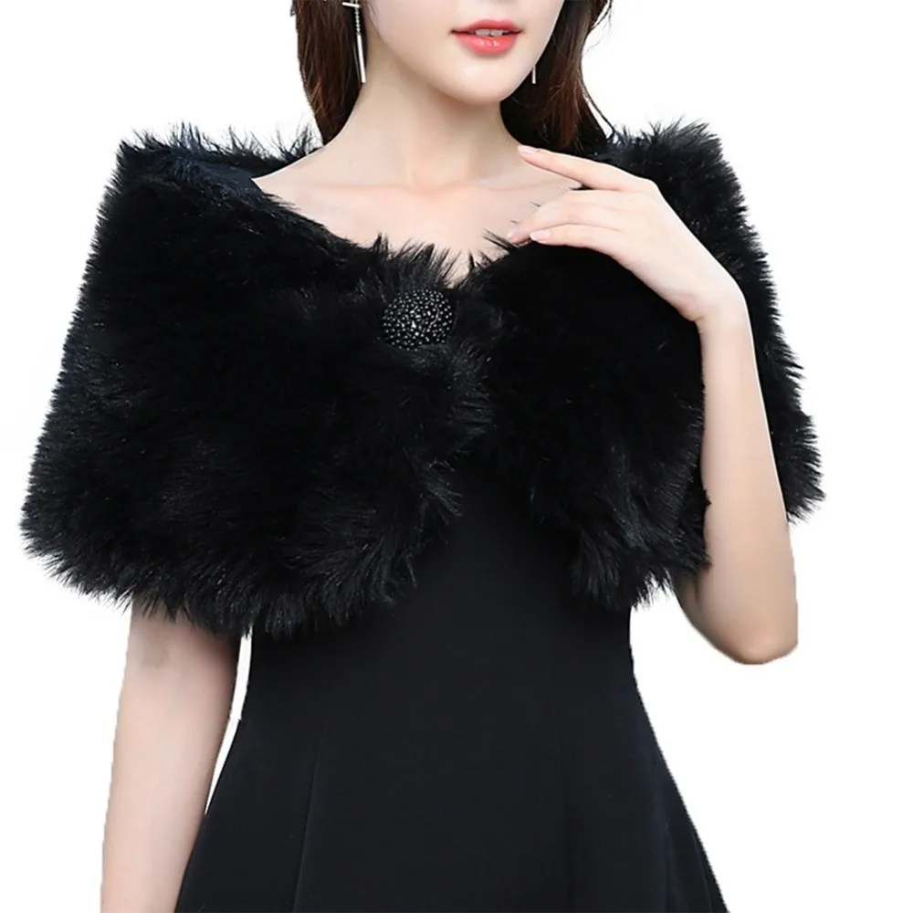 

Bride Shoulder Fake Collar Wedding Faux Fur Shawl Ticken Warm Faux Fur Plush Shawl Clothes Decoration Neck Wrap