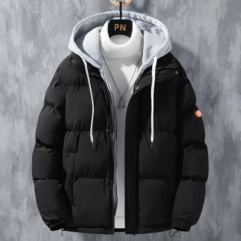 Winter Parkas Men Solid Color Padded Jacket Fashion Casual Hooded Parkas Male Padded Coats Winter Jacket Men