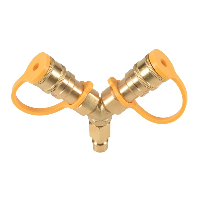 3/8 Inch Y-Splitter Natural Gas Quick Connect Adapter,Suitable For Weber Natural Gas Grill,Generator, Patio Firepit,Etc.