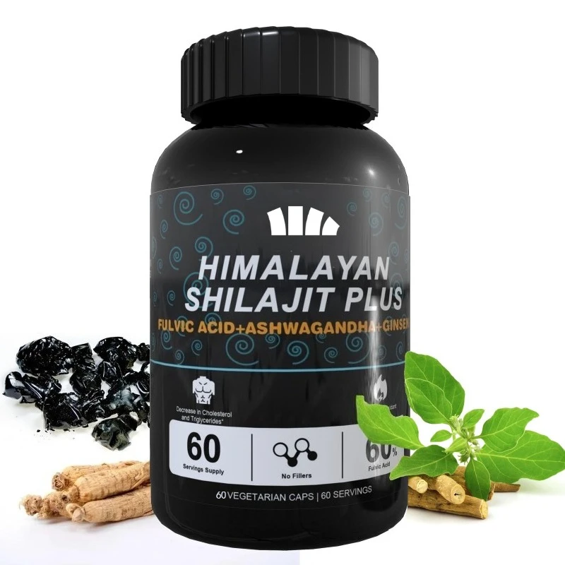 Shilajit Capsules Contain Natural Humic Acid and 85+minerals, Taurine, Vitamins - Energy, Immunity, and Energy Health Support