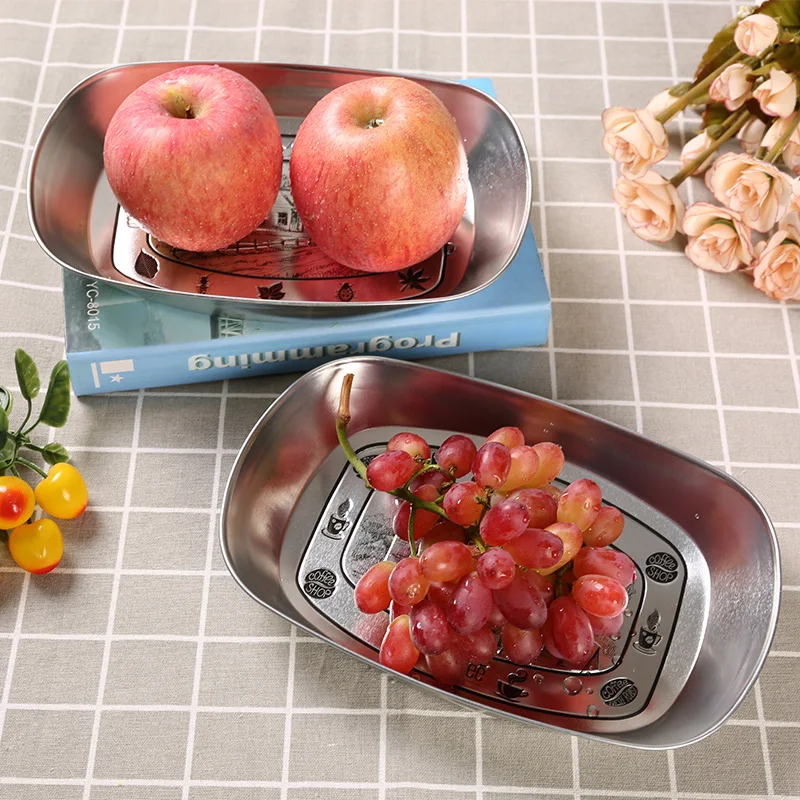 

Винтажная жестяная тарелка с фруктами, поднос для закусок для дома, блюдо для конфет, ретро металлический сервировочный поднос