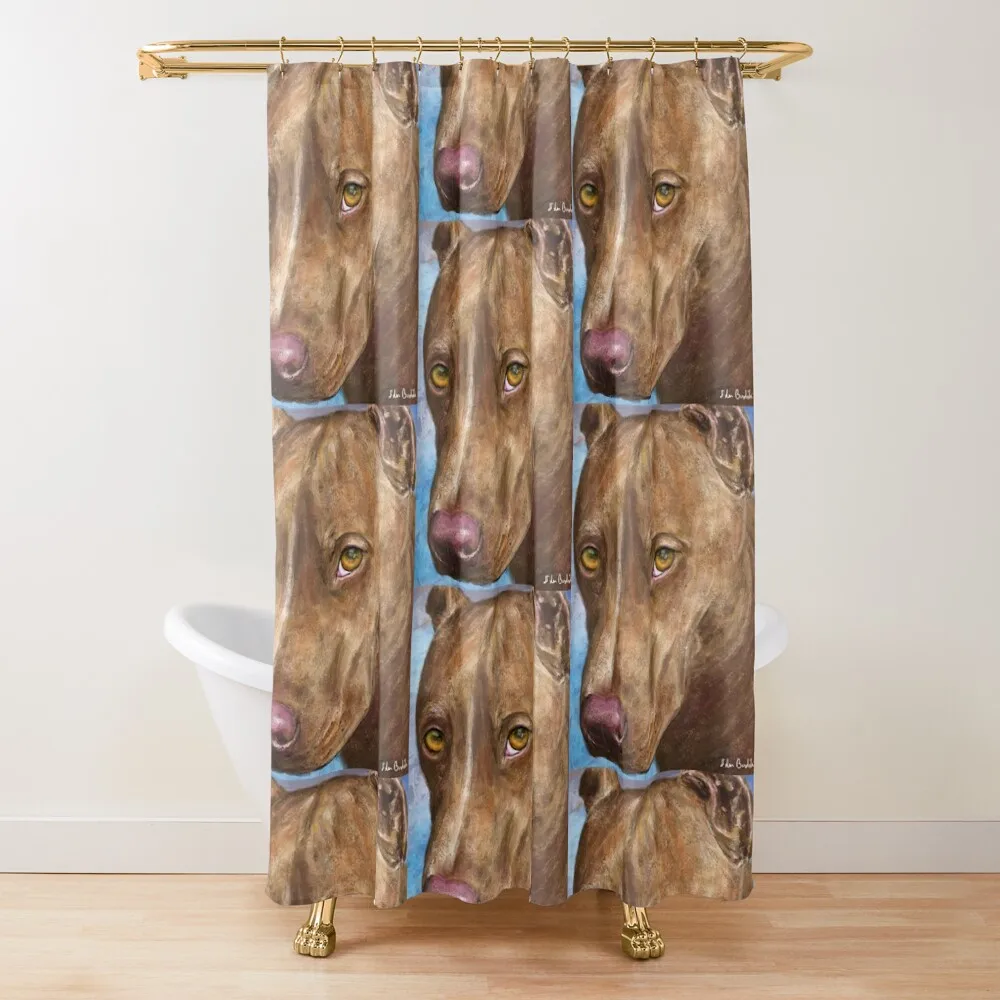 

A Beautiful Red Nose Pit Bull Painting Shower Curtain Bathroom Deco For The Bathroom Curtain