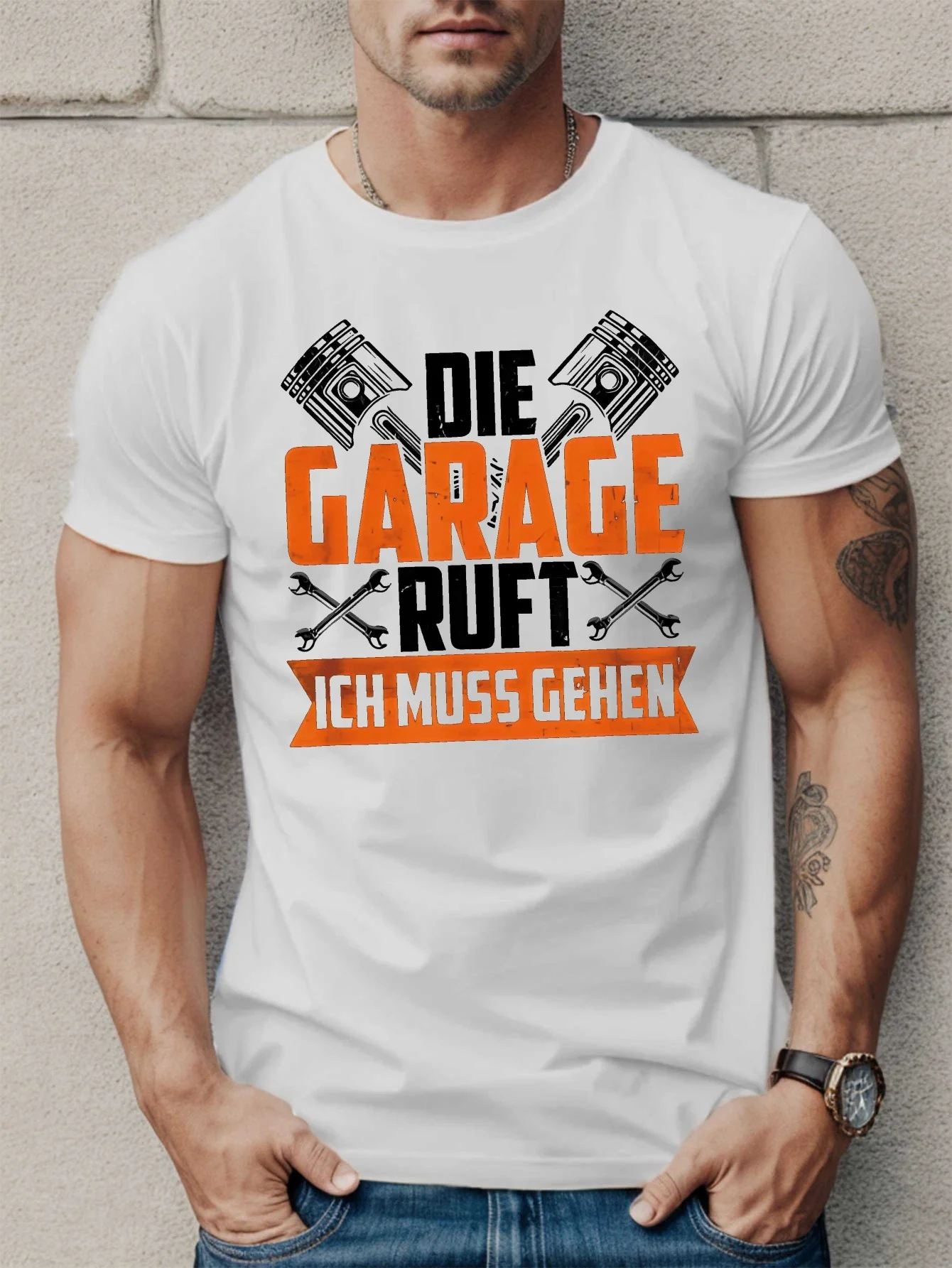 

Мужская немецкая футболка с коротким рукавом - повседневный летний топ с круглым вырезом и немецким принтом, дышащая рубашка, пригодная для машинной стирки