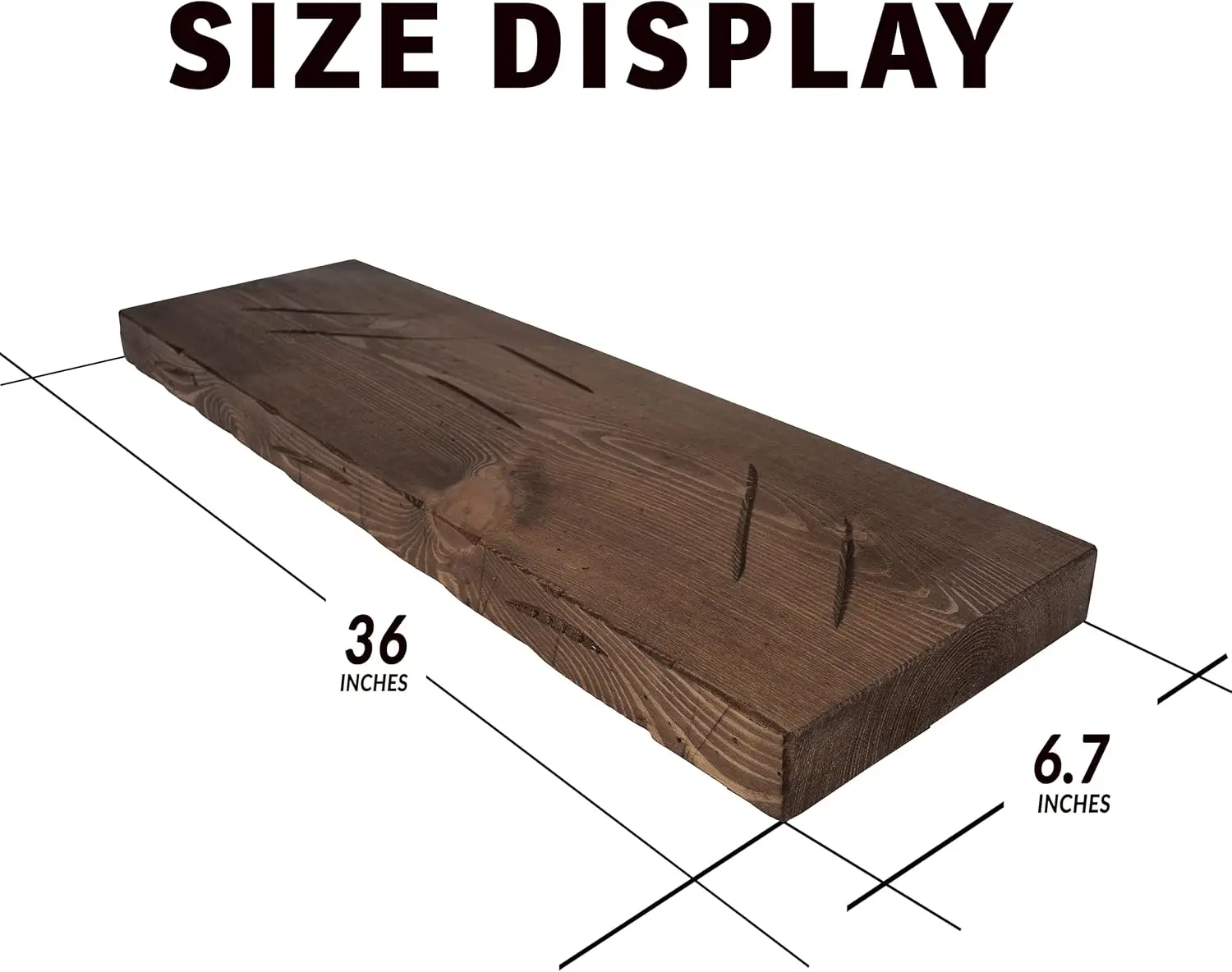 Floating Shelves 36 inch Long, Distressed,Wide Rustic Wooden Wall Shelves Set of 2-36x6.7x1.25 inch-Distressed Walnut