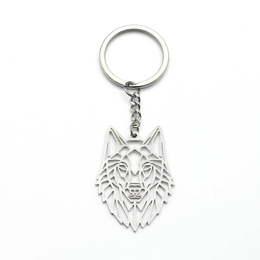 Wolf Lovers Eternal Tree Silver Plated Stainless Steel Keychain For Men Women Backpack Car Key Pendant Fashion Accessories Gift