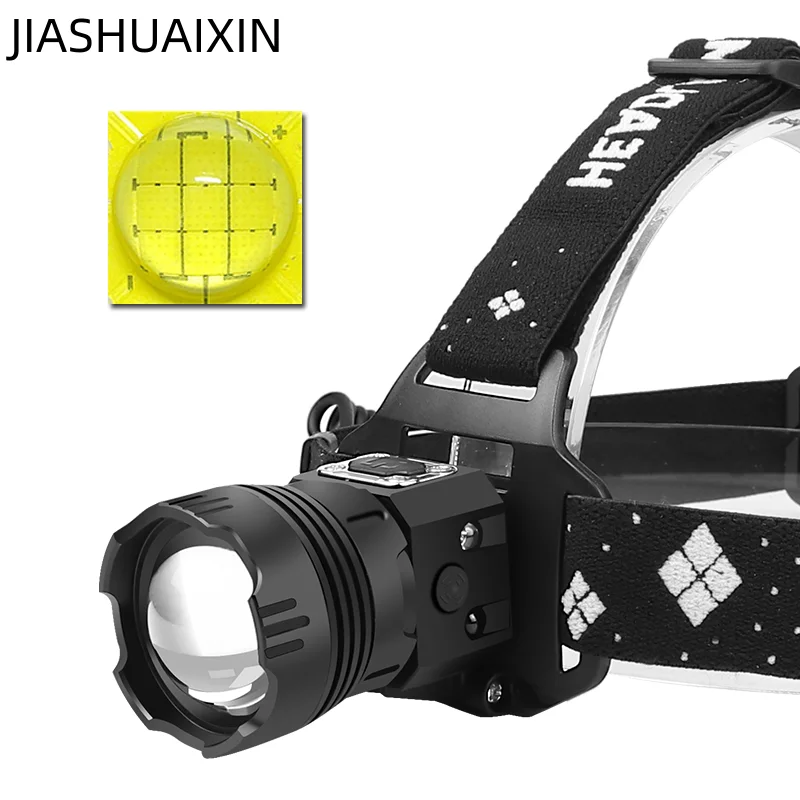 

JIASHUAIXIN Сильная светодиодная индукционная фара с зарядкой через USB, монтируемая на голову, встроенная литиевая батарея 5200 мАч, телескопический зум