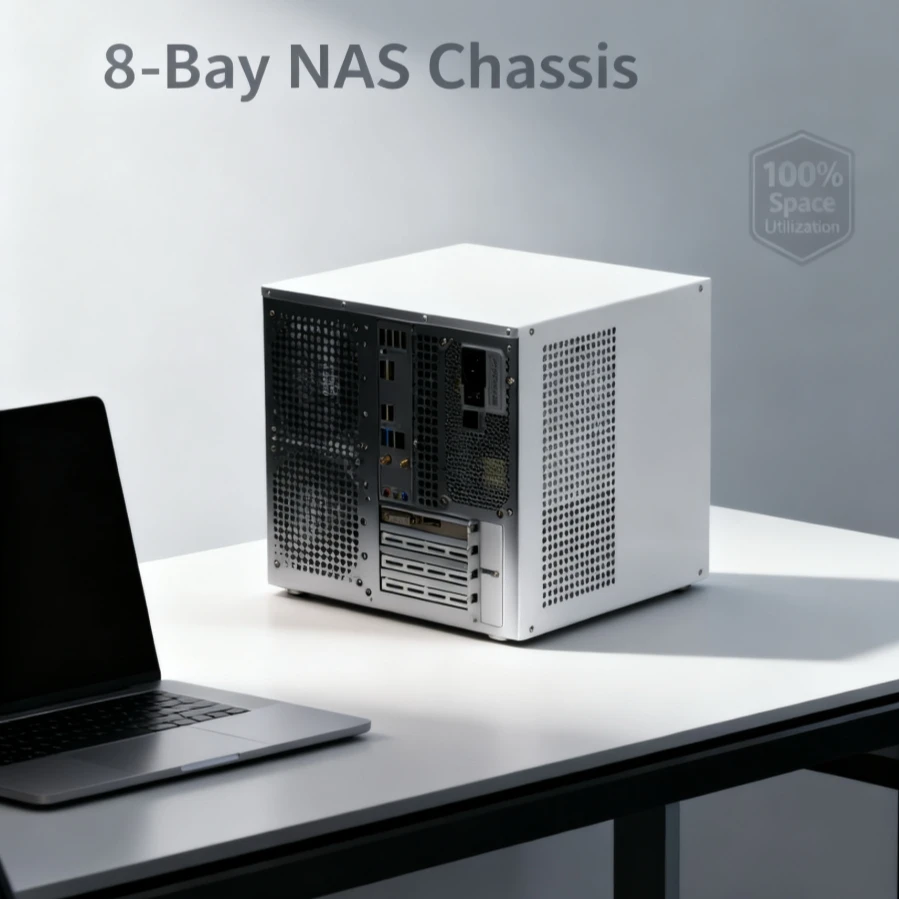 Sagittarius 8Bay NAS Case Dual Chamber MATX Chassis Tool Less Backplane Isolated Cooling for UNRAID AIO System