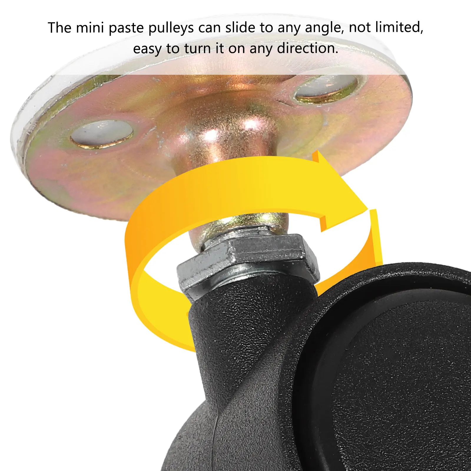 Self Adhesive Caster Wheels Plastic Mini Universal Sticky Pulley for Furniture Storage Boxes Containers Shoes Racks 360 Degree