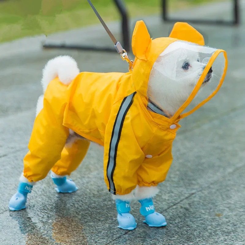 

OEM Lightweight Water Resistant Soft Comfortable Upgrade Dog Raincoat With Hood