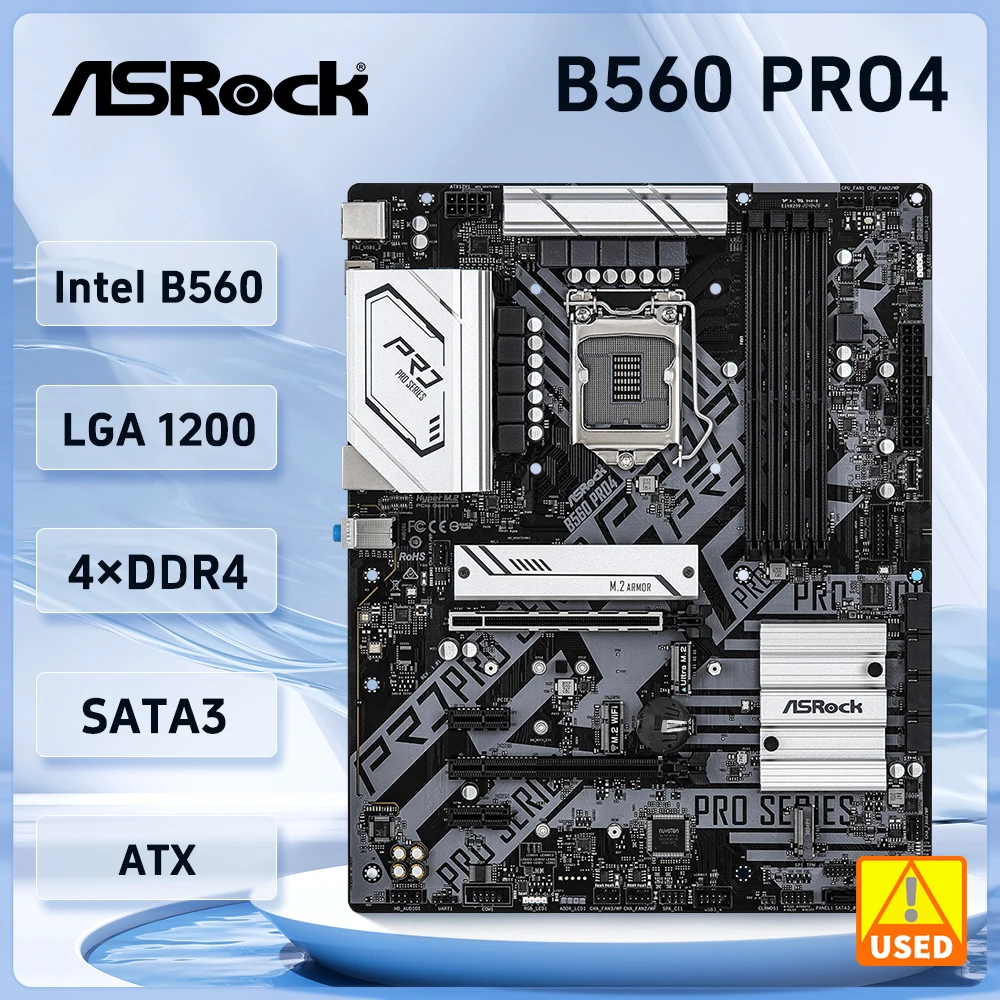 ASROCK B560 Pro4 Motherboards Intel B560  LGA 1200 DDR4 128GB support Core i5-11400F i3-10100F i9-11900T cpu M.2 SATA III USB3.0