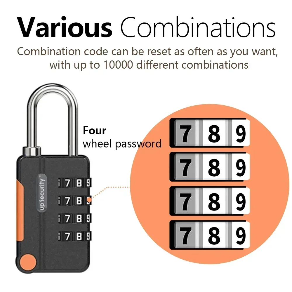 TSA 4 Digit Combination Luggage Lock Anti Theft Customs Coded Password Padlock Contrast Color For Suitcase Cabinet