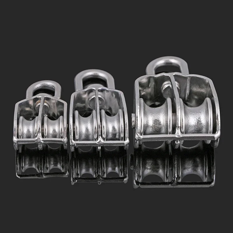 1PCS 304 Stainless Steel M15 M20 M25 M32 M50 M75 M100 Single/Double Pulley Wire Rope Chain Traction Fixed Lifting Load Pulley