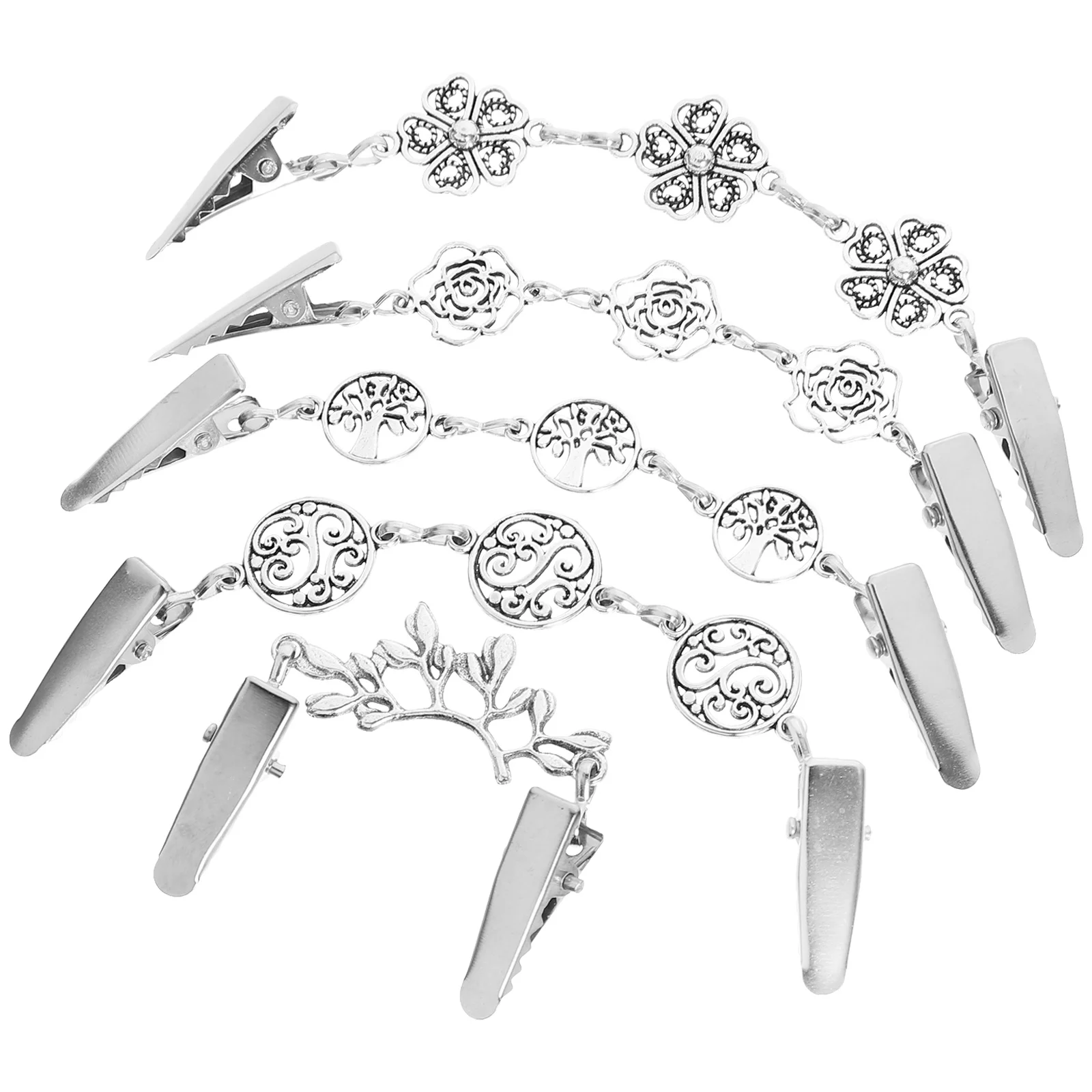 5Pcs Vintage Silver Sweater Clips Cardigan Clasps Retro Shawl Scarf Brooch Pins Elegant Fashion Accessories for Women