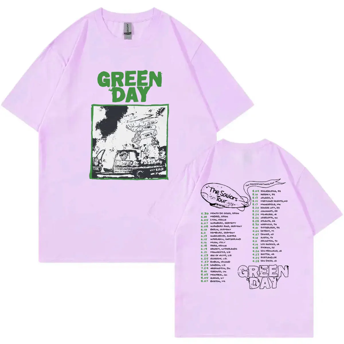 Green Day The Saviors Tour 2024 Graphic T Shirts Men Women Rock Hip Hop Short Sleeve T-shirt Fashion Casual Pure Cotton T-shirts