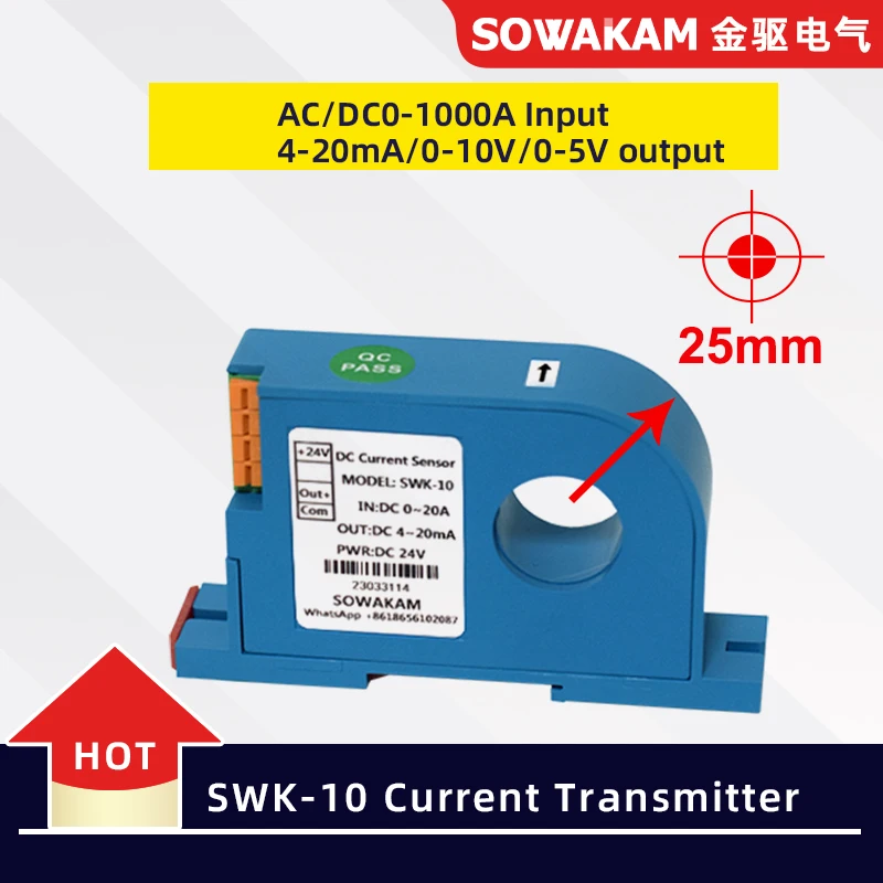 

TEK-10 AC0-300A Current Transmitter Hall Current Sensor Output 4-20mA 0-10V Current Detection Module