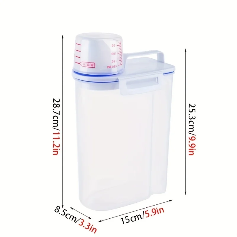 1pc Rice Storage Bin Cereal Containers Dispenser with BPA Free Plastic + Airtight Design + Measuring Cup + Pour Spout