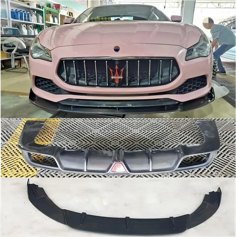 For Maserati Quattroporte Real Carbon Fiber Front Lip Rear Diffuser Side Skirt Spoiler Car Accessories Body Kit