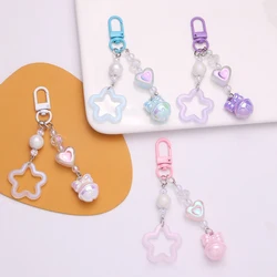Hollow Pentagram Y2k Star Keychain Bell Pendant Cute Charm Key Ring Handbag Lanyard Accessories Car Hanging Trinket Key Holder