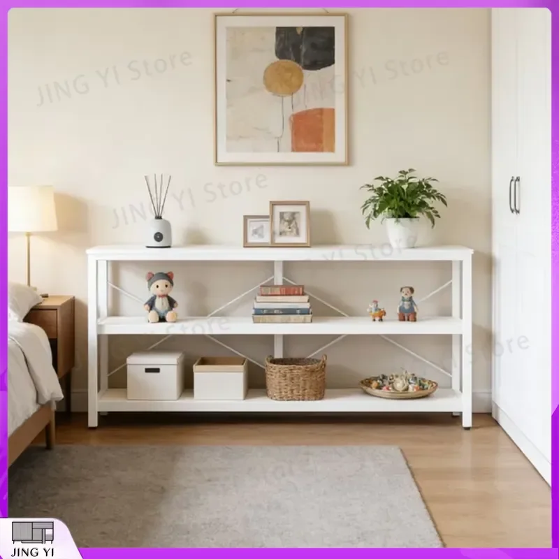 Extra Long Sofa Table with Storage Space Open Shelf Console Table Display Stand for Living Room Home Office Decor Furniture