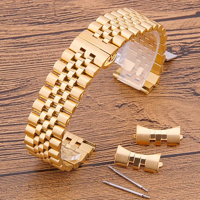 19/20/21/22mm Solid Stainless Steel Watch Band 12/13/14/16/17/18mm Strap Flat Curved End Semicircle Link Bracelet Replacement