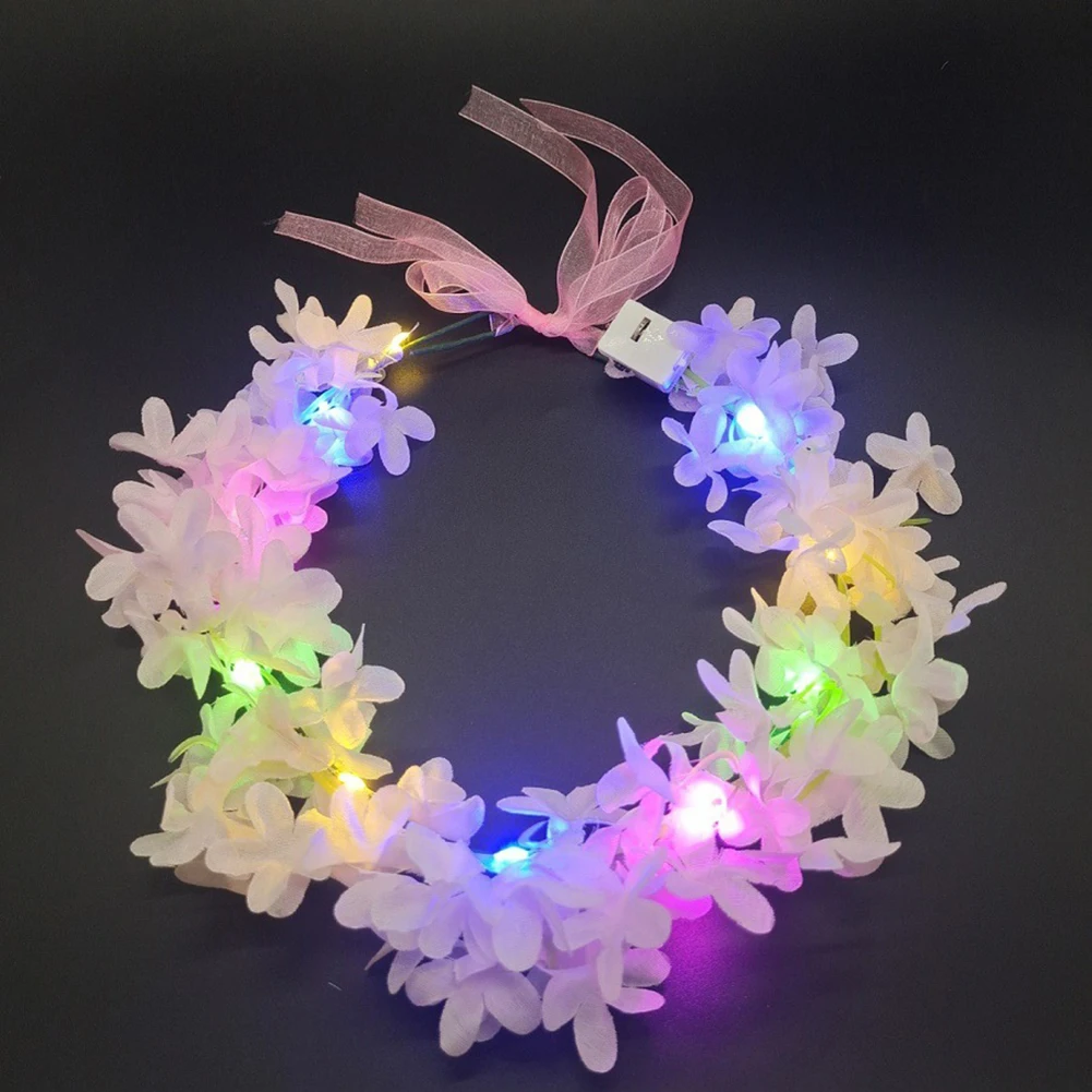 

Flower Wreath Luminous Glow LED Headpiece Garland Crown Flower Headband Glowing Wreath For Wedding Party Garlands Headband