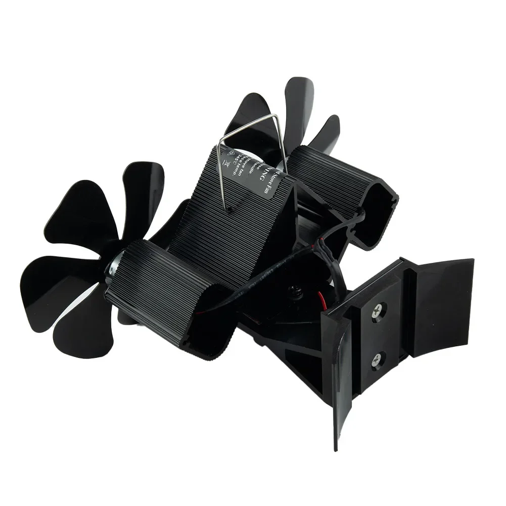 Home Improvement Fireplace Fan Aluminum Black Blade Fireplace Fan Clamps Double Heads Thermoelectric Module Wall Mounted
