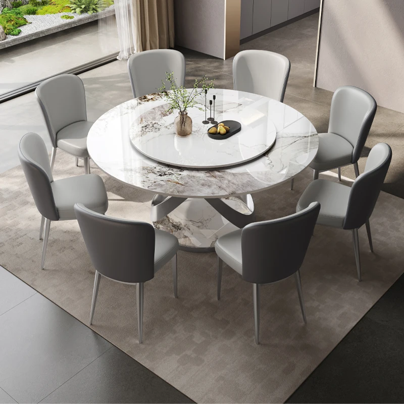 

Modern Kitchen Dining Table Living Room Party Luxury Round Mobile Dining Table Set Salon Nordic Mesas De Comedor Furniture Home