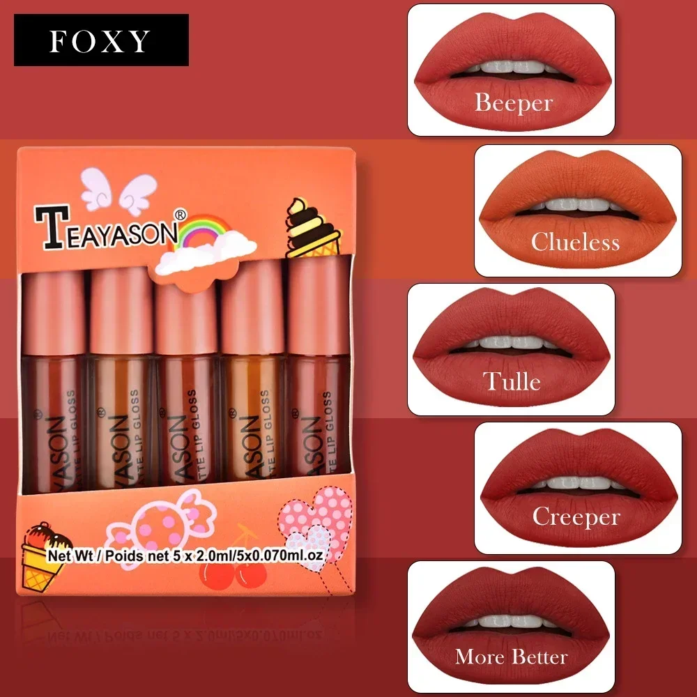 5 pz/set rossetti di velluto opaco impermeabile rossetto nudo Sexy Vampire Lip Stick trucco cosmetici rossetto liquido