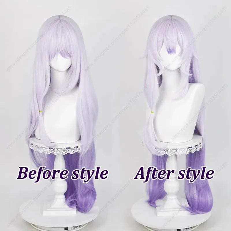 블랙 스완 코스프레 가발 100cm 긴 라이트 퍼플 그라데이션 가발 내열성 합성 머리카락