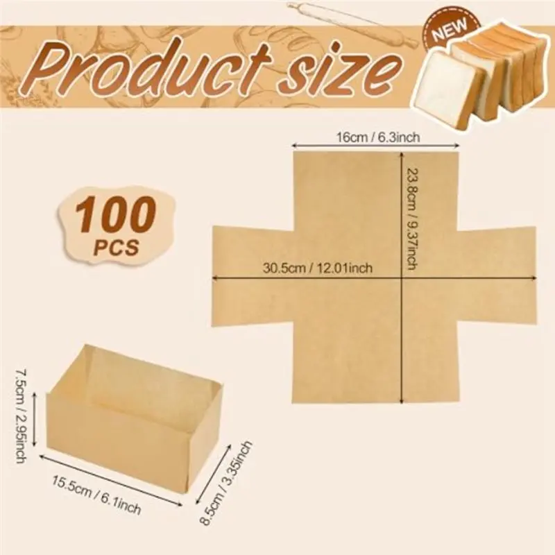 ABAE-Parchment Paper For Baking 6X3 In Parchment Paper Bread Pan Liners Brown
