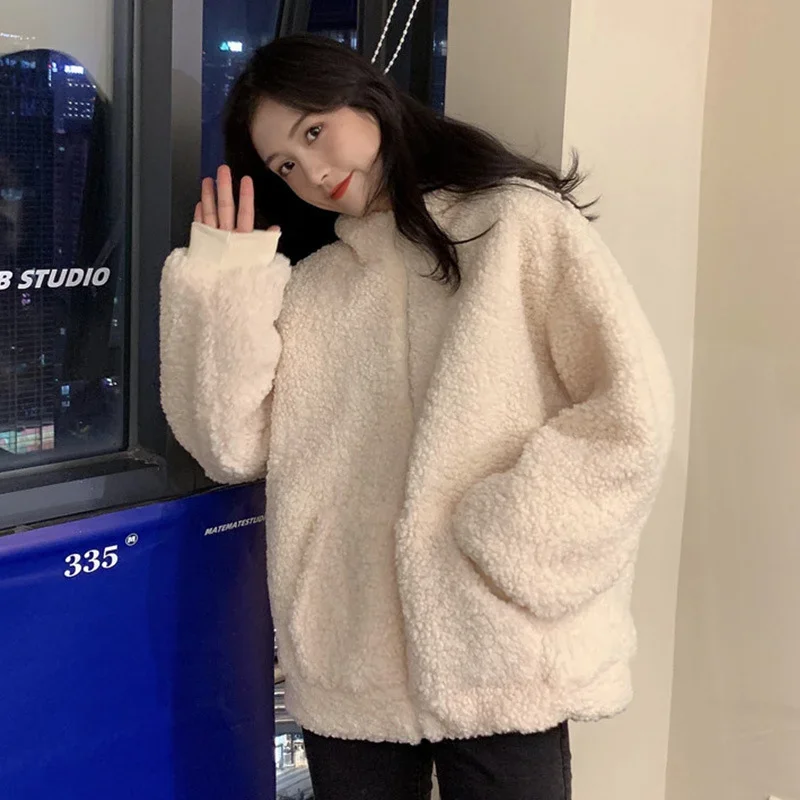 Autumn Winter Kawaii Frog Hooded Sweatshirt Zip-Up Plush Fleece Oversized Hoodies Women Thicken Warm Outwear Cute Animal Tops