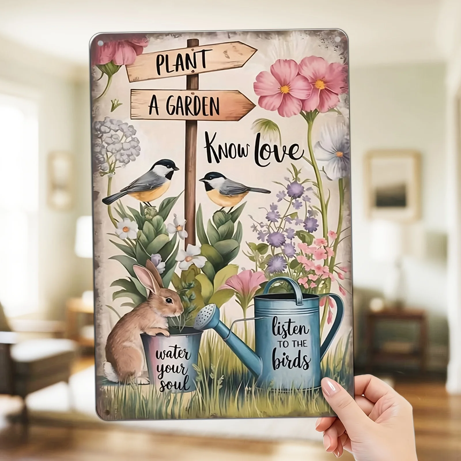 

2D плоская металлическая табличка с надписью "Plant A Garden Know" в винтажном стиле, 1 шт. - традиционное железное украшение для стены, подходит для сада, спальни, бара, офиса.