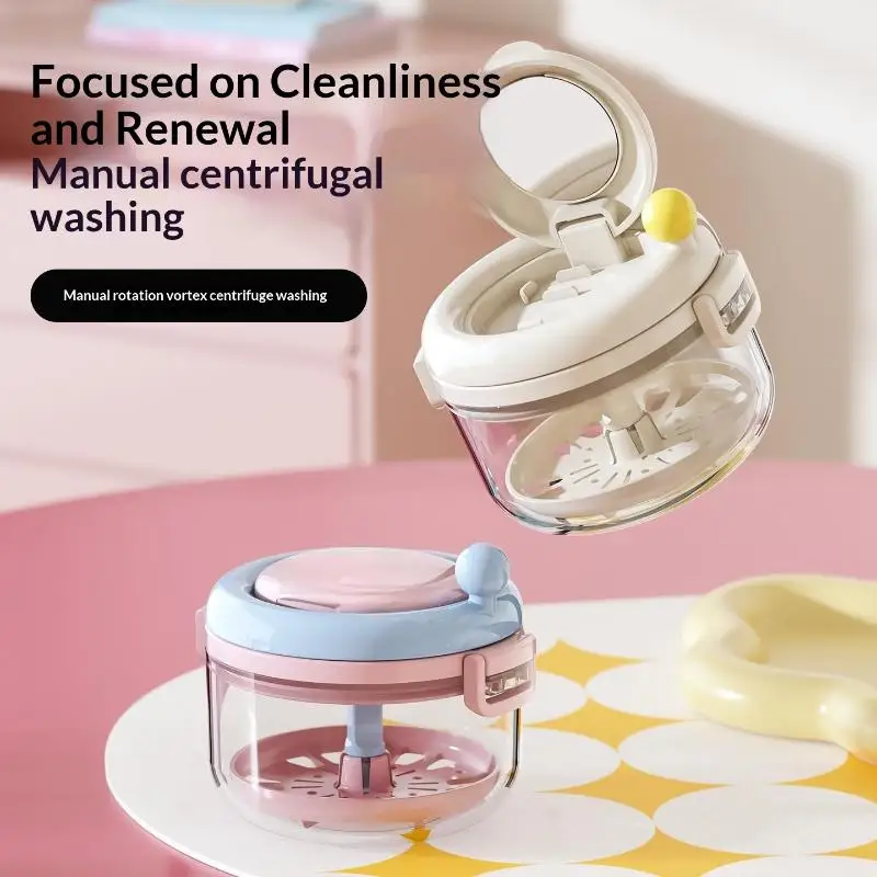 Portable Home Brace Cleaner Box Teeth Retainer Storage Box With Mirror Manual Rotary Dental Aligner Case For Travel Home Use