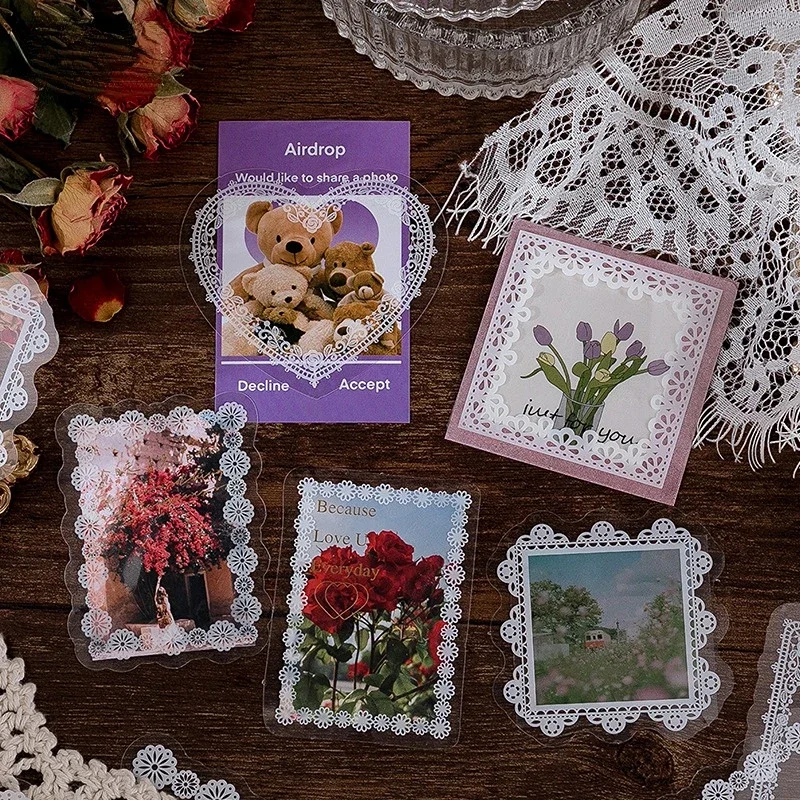 30 Chiếc Chết Cắt Giảm Sổ Lưu Bộ Hình Dán Vintage Phối Ren Hoa Nữ Dễ Thương Diy Trang Trí Dán Dành Cho Nghệ Thuật Thủ Công Album Thêu Sò