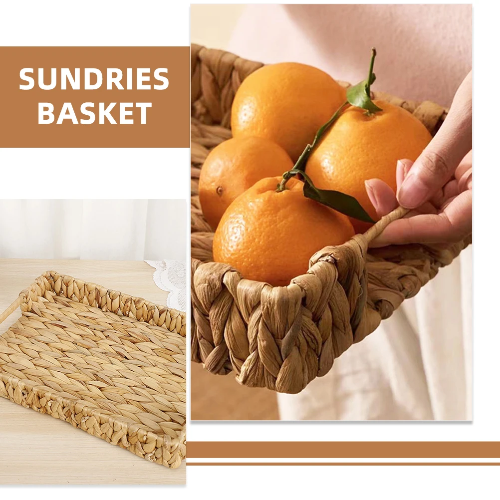 

1Set Natural Straw Storage Basket Rustic Decorative Storage Box for Bathroom Kitchen Living Room Picnic Organizer Sundries