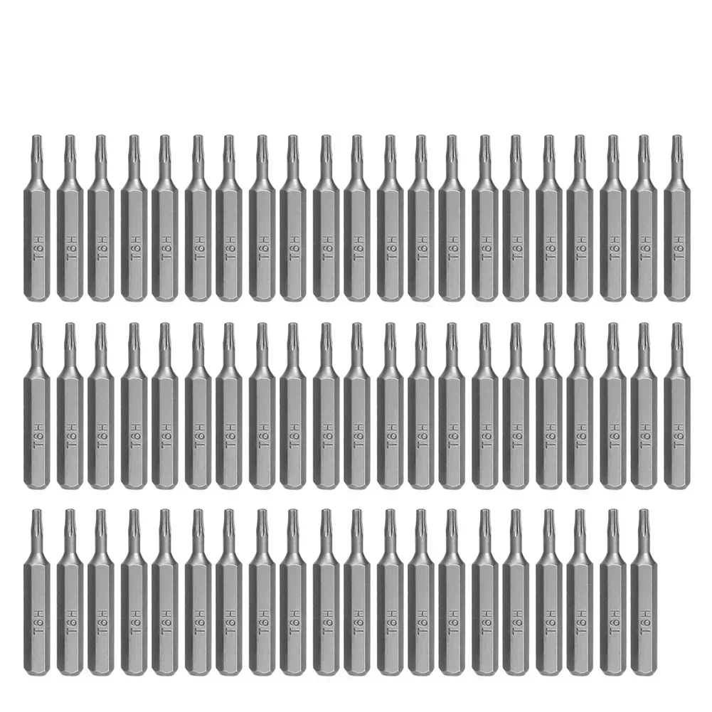 50pcs 4mm Small Hex Shank Screwdriver Bits Set T6H/T7H/T8H/T9H/T10H/T15H/T20H/T25H For Torx Plum Blossom Head Hand Tools