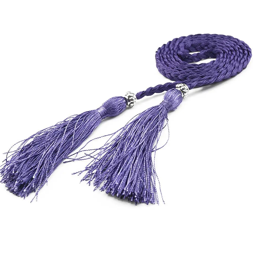 

Women Decorated Bow Tassle Dress Woven Rope Waist Chain Braided Belts Tassles Belts Waist Rope